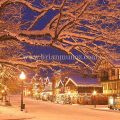 Early morning winter sunrise Christmas Lighting festival downtown Front street Leavenworth Washington