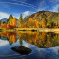 Fall Icicle river reflection Leavenworth Washington