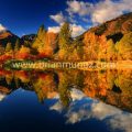 Fall panorama Icicle River Leavenworth WA